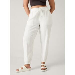 Athleta‎ Retreat Linen Pant NWOT PLUS Sz. 22W Jogger Calla Lilly Ivory Beach